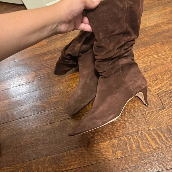 REFORMATION Rosie Mid Shaft Boots in Oak Suede